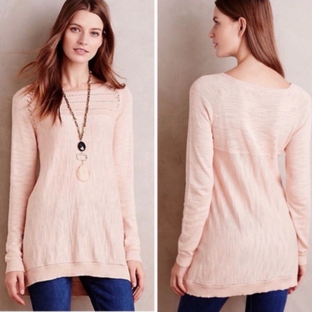 Anthropologie Knitted & Knotted Crocheted Tunic Sweater Size XS